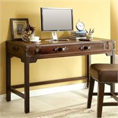 Riverside Furniture Latitudes Suitcase Writing Desk in Aged Cognac Wood
