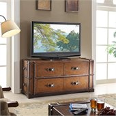 Riverside Furniture Latitudes Steamer Trunk TV Console in Aged Cognac Wood