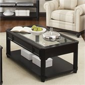 Riverside Furniture Farrington Glass Top Rectangular Cocktail Table in Black Forrest Birch