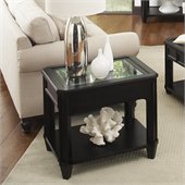 Riverside Furniture Farrington Glass Top Rectangular End Table in Black Forrest Birch