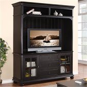 Riverside Furniture Beacon Point TV Console with Hutch Set in Pepper Black