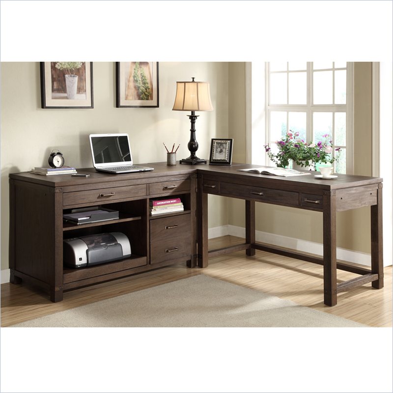 Riverside Furniture Promenade 3 Piece Computer Desk Set in Warm Cocoa