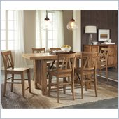 Riverside Furniture Summerhill 7 Piece Gathering Dining Table Set in Canby Rustic Pine