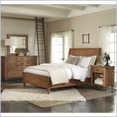 Riverside Furniture Summerhill Sleigh Bed 4 Piece Bedroom Set in Canby Rustic Pine