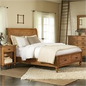 Riverside Furniture Summerhill Sleigh Storage Bed in Canby Rustic Pine