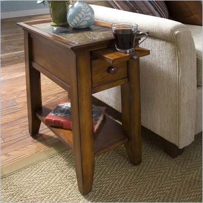 Riverside Andorra Chairside Table in Eden Burnished Cherry