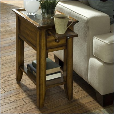Riverside Andorra Chairside Table in Burnished Oak