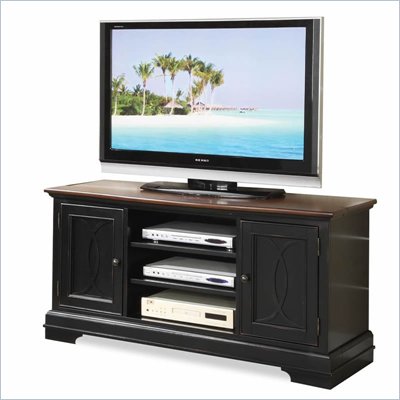 Riverside Furniture Anelli II TV Stand in Vintage Cherry and Bridgewood Black