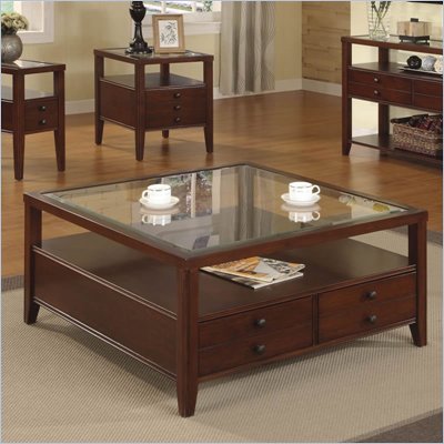 Riverside Furniture Avenue Square Cocktail Table in Dark Cherry