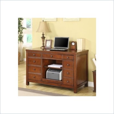 Riverside Furniture Avenue Computer Credenza in Dark Cherry Finish 