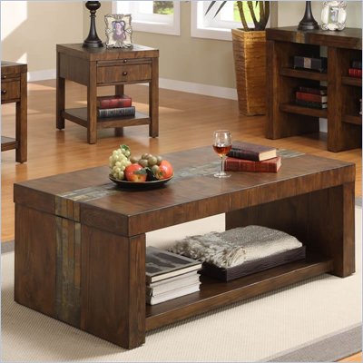 Riverside Furniture Belize Rectangular Cocktail Table in Old World Distressed Pine