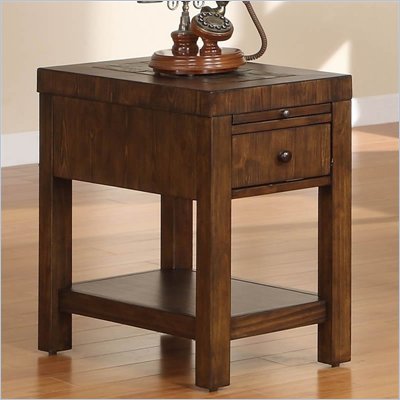 Riverside Furniture Belize Chairside Table in Old World Distressed Pine
