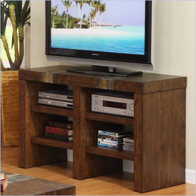Riverside Furniture Belize Sofa/Console Table in Old World Distressed Pine