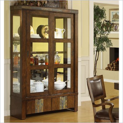 Riverside Furniture Belize China Cabinet in Old Word Distressed Pine