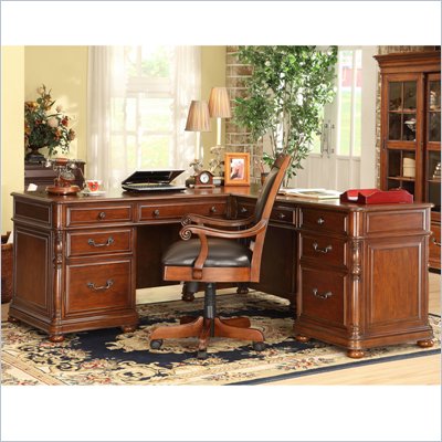 Riverside Furniture Bristol Court L-Desk And Return in Cognac Cherry