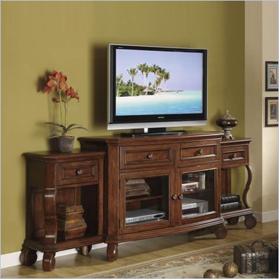 Riverside Furniture Cape May TV Stand with End Units in Chadwick Cherry