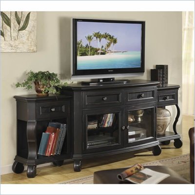 Riverside Furniture Cape May TV Stand with End Units in Bayberry Black
