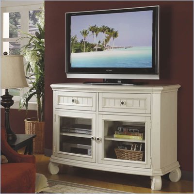 Riverside Furniture Cape May TV Stand in Seaspray White