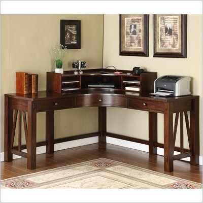 Riverside Furniture Castlewood Corner Desk with Hutch in Warm Tobacco
