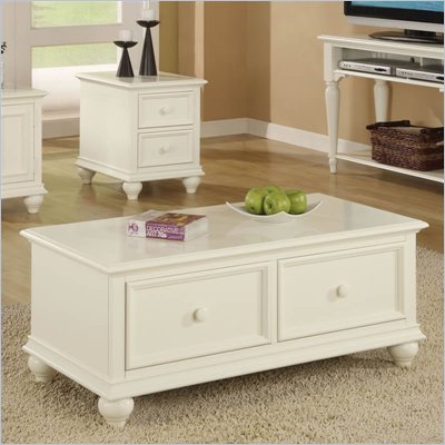 Riverside Cliffside Rectangular Drawer Cocktail Table in Shores White