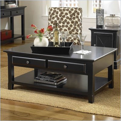 Riverside Furniture Cobble Hill Leg Cocktail Table in Bridgewood Black