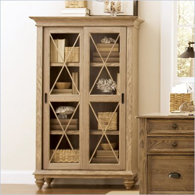 Riverside Furniture Coventry Sliding Door Bookcase in Weathered Driftwood