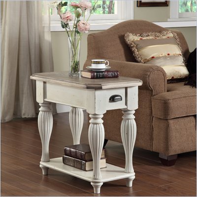 Riverside Furniture Coventry Two Tone Chairside Table in Dover White