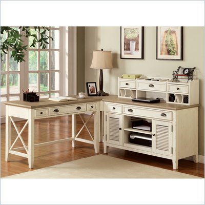 Riverside Furniture Coventry Two Tone Workstation in Dover White