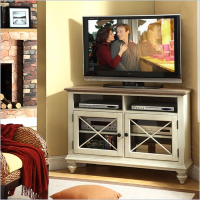 Riverside Furniture Coventry Two Tone Corner TV Console in Dover White