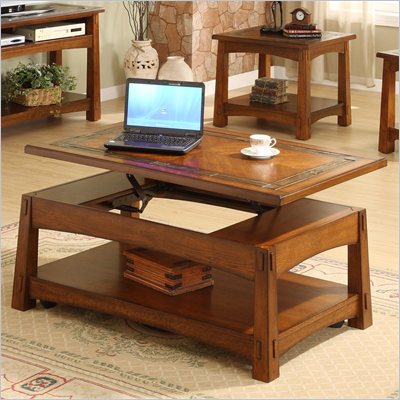 Riverside Craftsman Home Lift-Top Cocktail Table in Americana Oak