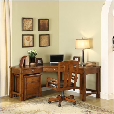 Riverside Furniture Craftsman Home Corner Workstation in Oak