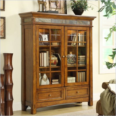 Riverside Furniture Craftsman Home Door Bookcase in Americana Oak