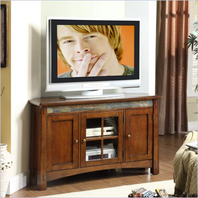Riverside Furniture Craftsman Home Corner TV Console in Americana Oak