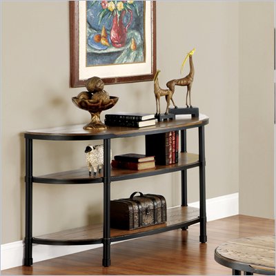 Riverside Furniture Debonair Demilune Console Table in Cask Aged Oak