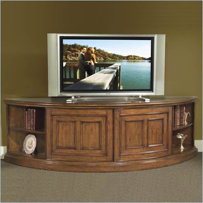 Riverside Furniture Delcastle Curved Wall TV Stand in Antique Irish Pine