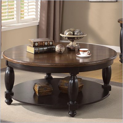 Riverside Delcastle Round Cocktail Table in Aged Black