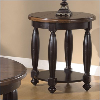 Riverside Delcastle Round End Table in Aged Black finish