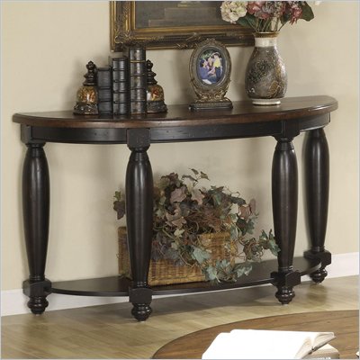 Riverside Delcastle Demilune Sofa Table in Aged Black finish