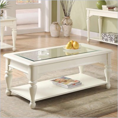Riverside Essex Point Rectangular Cocktail Table in Shores White