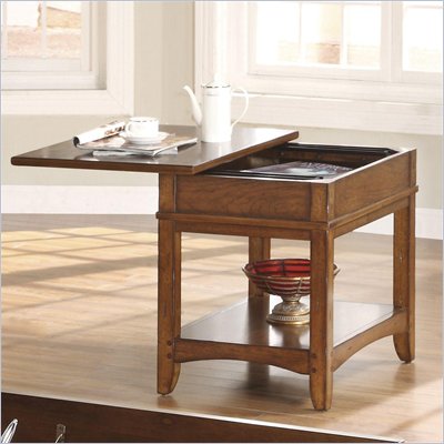 Riverside Falls Village Sliding Top End Table in Distresed Cherry