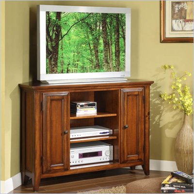 Riverside Furniture Hilborne 44 Inch Corner TV Stand in Burnished Cherry