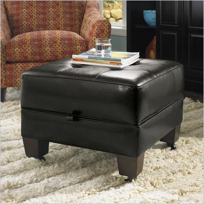 Riverside Furniture Leather Occasional Small Storage Cocktail Ottoman in Black