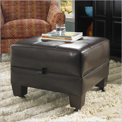 Riverside Furniture Leather Occasional Small Storage Cocktail Ottoman in Brown