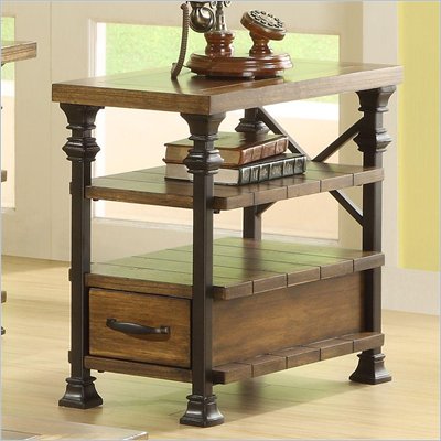 Riverside Lennox Street Chairside Table in Landmark Worn Oak 