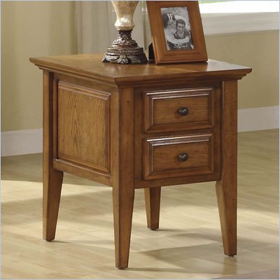 Riverside Furniture Oak Ridge 2 Drawer End Table in Warm Oak