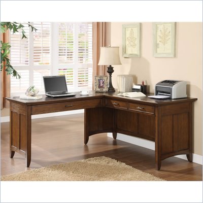 Riverside Furniture Oakton Village L-Desk in Distressed Oak