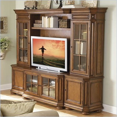 Riverside Furniture Seville Square Warm Oak 48 Inch TV Stand Entertainment Wall System