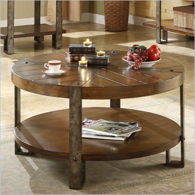 Riverside Furniture Sierra Round Cocktail Table in Landmark Worn Oak