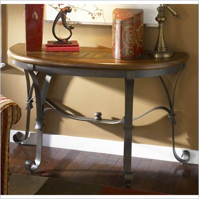 Riverside Furniture Stone Forge Demilune Sofa Table in Tuscan Sun