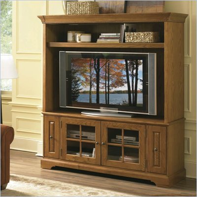 Riverside Furniture Visions 64 Inch TV Stand with Deck in Medium Distressed Oak